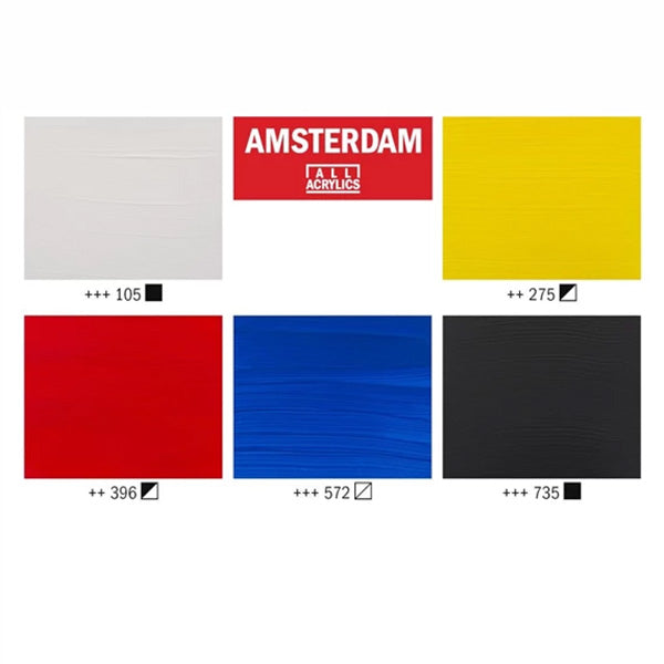 Amsterdam Acrylverf set Primary 5x120ml +3 doseertuiten