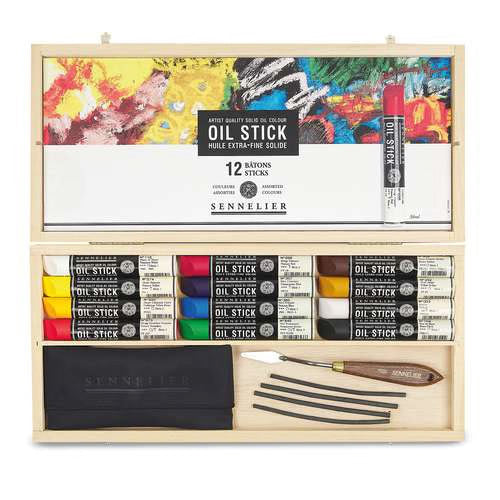 Sennelier Olie sticks set 12 sticks houten kist