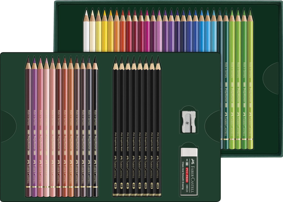Faber-Castell tekenset - Polychromos en Pitt Grafiet Matt 50-delig