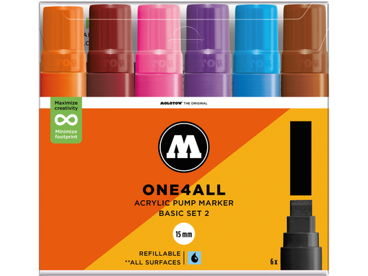 127HS Basic Set  2 15mm (6x) Molotow One4All Acryl Marker