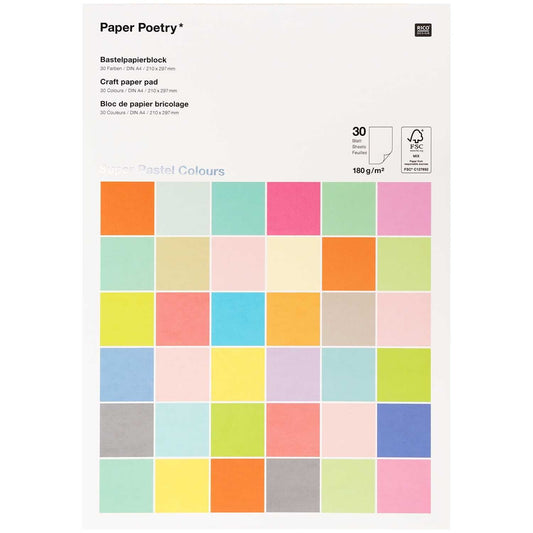 A4 knutselpapier Blok Super Pastel Colour 30 160 grams Rico Design