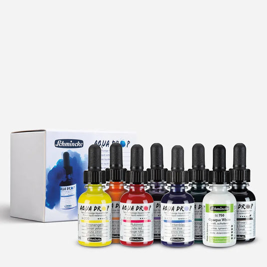 Aquadrop Set (8 x 30 ml) vloeibare waterverf inkt Schmincke