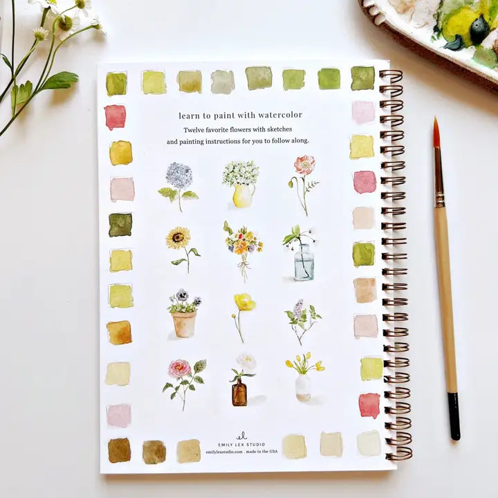 Aquarelverf werkboek - Flowers- emily lex studio watercolor workbook