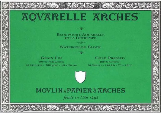 Fijn 300 gr 26x36 Blok 4 zijdig verlijmd Aquarelpapier Arches
