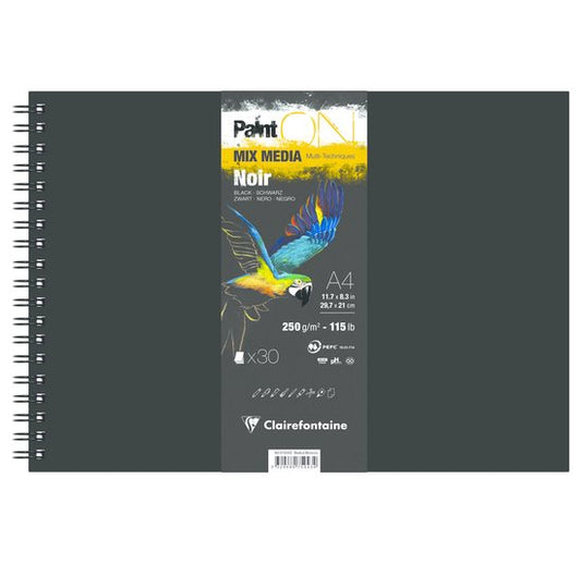 Paint-On A4 landschap 30 vel Zwart papier 250gr Clairefontaine ringband