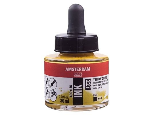 Gele oker 227 Amsterdam Acryl Inkt 30 ml.