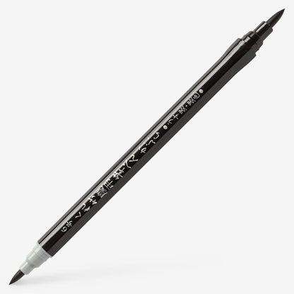 Kuretake Keicho Fude Pen Kabura - penseelstift met dubbele punt - zwart & grijs