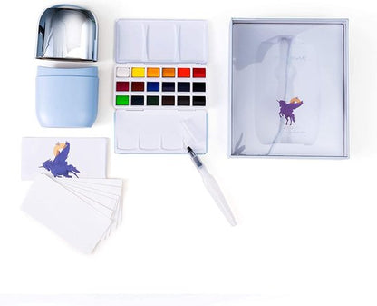 Miya HIMI Solid Aquarelverf Set 18 Kleuren in box Blauw