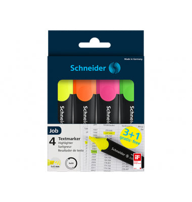 Set Markeerstift Schneider, 4 fluor kleuren