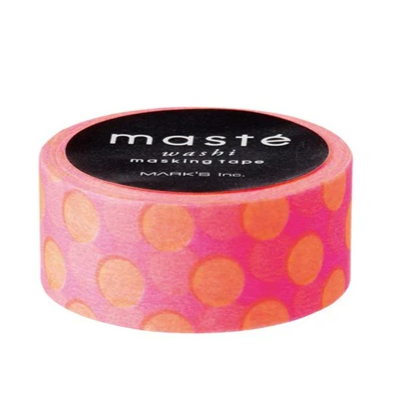 Washi tape Masté neon roze oranje stippen